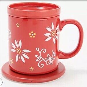 TEMPTATIONS Temp-tations 14 oz. Ceramic Mug with Warming Base - RED